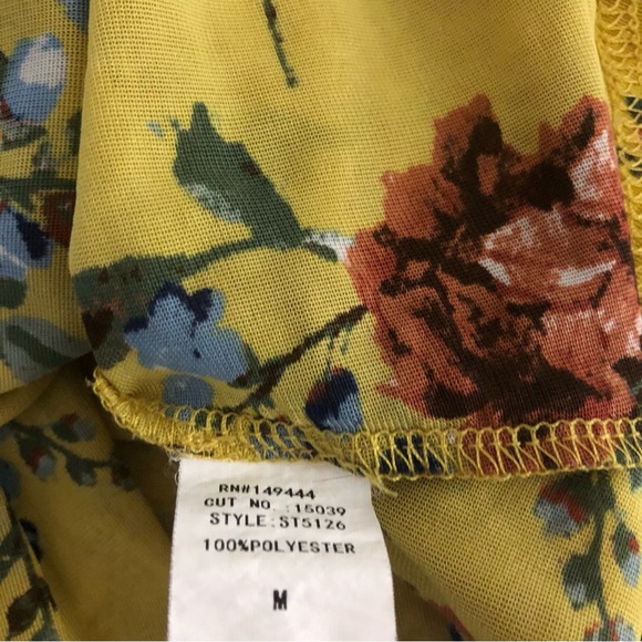 Ember Women’s Floral long sleeve Pullover front tie Top Sz Med # ST5126 - Picture 7 of 8